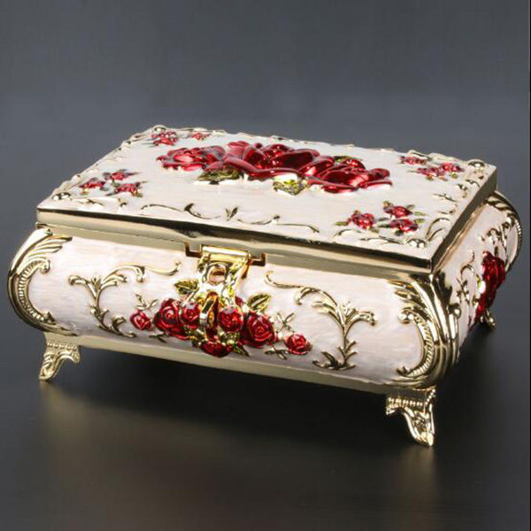 Vintage Case Rose Carved Decor Fashion Metal Jewelry – THE VAULT