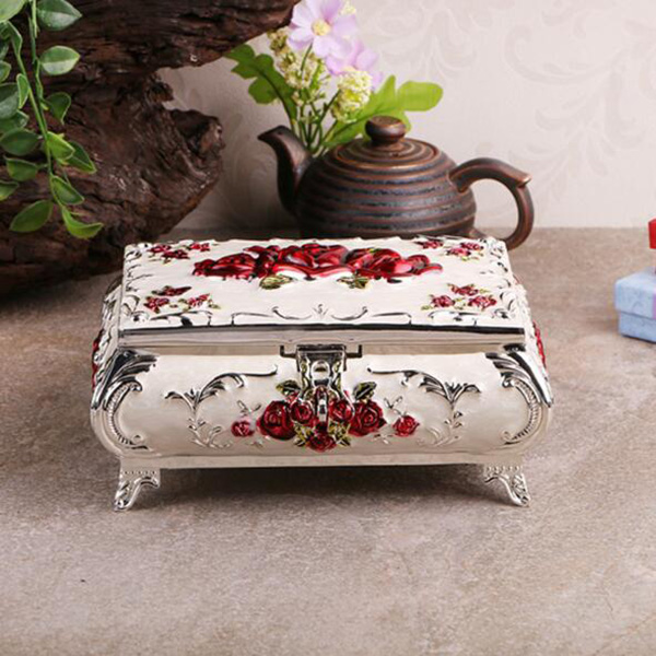 Vintage Case Rose Carved Decor Fashion Metal Jewelry – THE VAULT