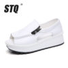 Womens wedge / open toe round toe zipper platform sandals - Image 2
