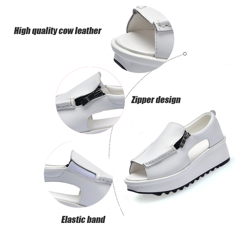 Womens wedge / open toe round toe zipper platform sandals – THE VAULT