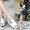 Womens wedge / open toe round toe zipper platform sandals - Image 6