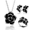 Fashion Rose Flower Enamel Jewelry Set Gold Color Black Painting Jewelry Sets for women - Image 3