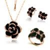 Fashion Rose Flower Enamel Jewelry Set Gold Color Black Painting Jewelry Sets for women - Image 2
