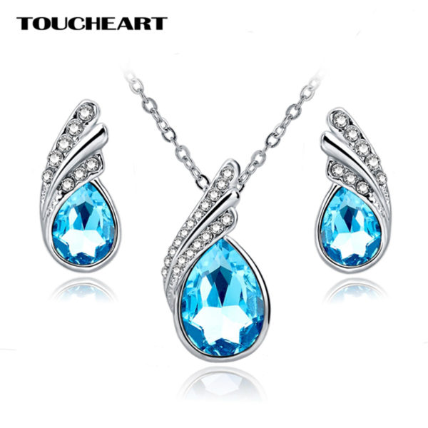 TOUCHEART Luxury Water Rhinestone Necklaces Earrings Sets Women Brides Party Wedding Silver Jewelry Sets