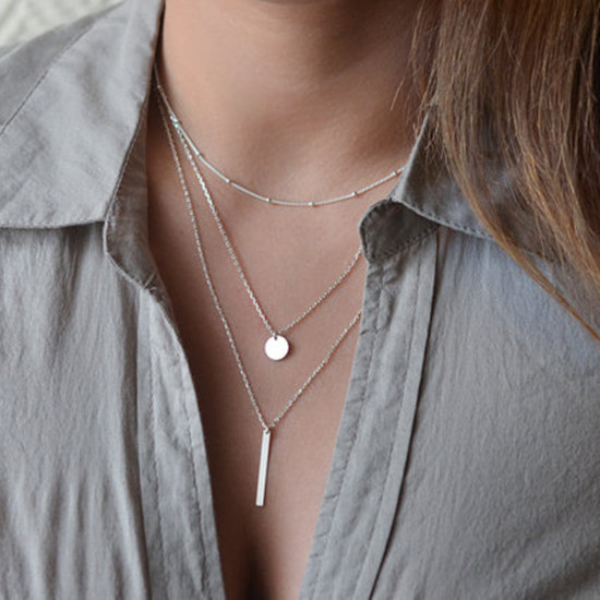 Gold Layering Necklaces, Simple Minimal Layered Necklace Set, Boho