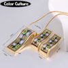 New Arrival gold Jewelry Sets Women Vintage Birthday Gift for Women Elegant Classic Enamel Sets (Necklace, Earring) - Image 2
