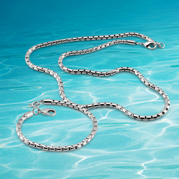 Stylish men's, 925 sterling silver necklace bracelet Jewelry Sets. width 5mm snake chain
